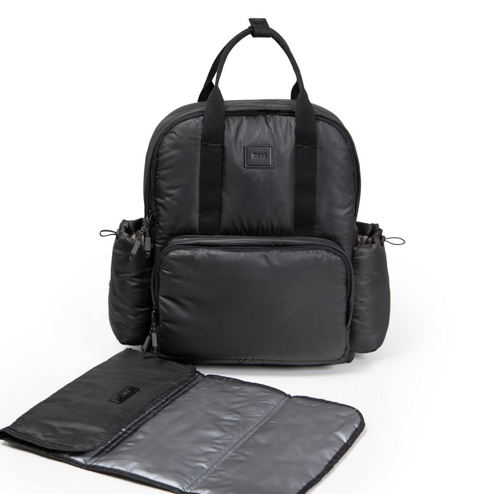 7am Enfant Diaper Bag Backpack with Portable Changing Pad - Water Resistant Shell - Black